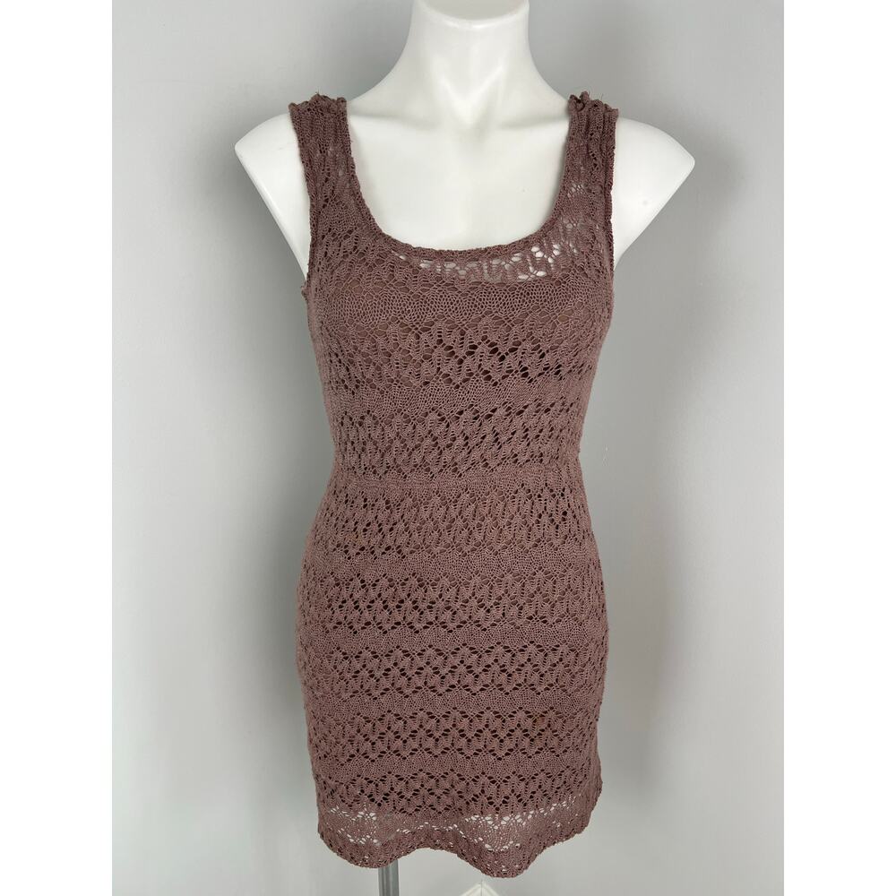 Urban Outfitters Pins & Needles Brown Crochet Lace Knit Lace Dress XS Beachy
